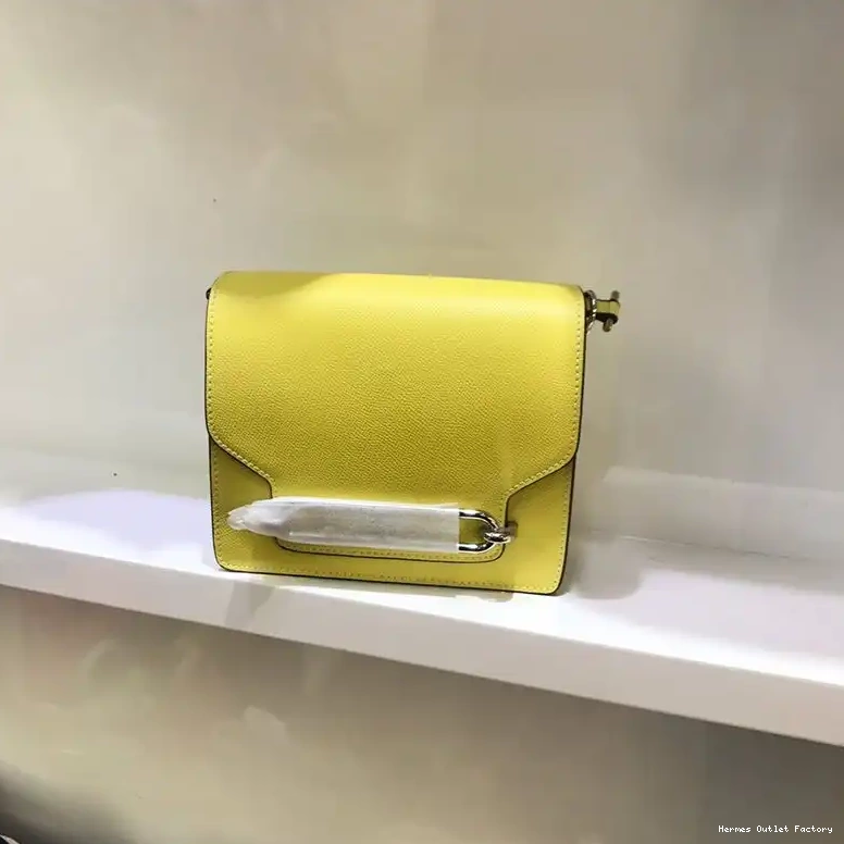 Epsom Yellow Hardware Bag In Roulis Palladium Hermes Leather 0416